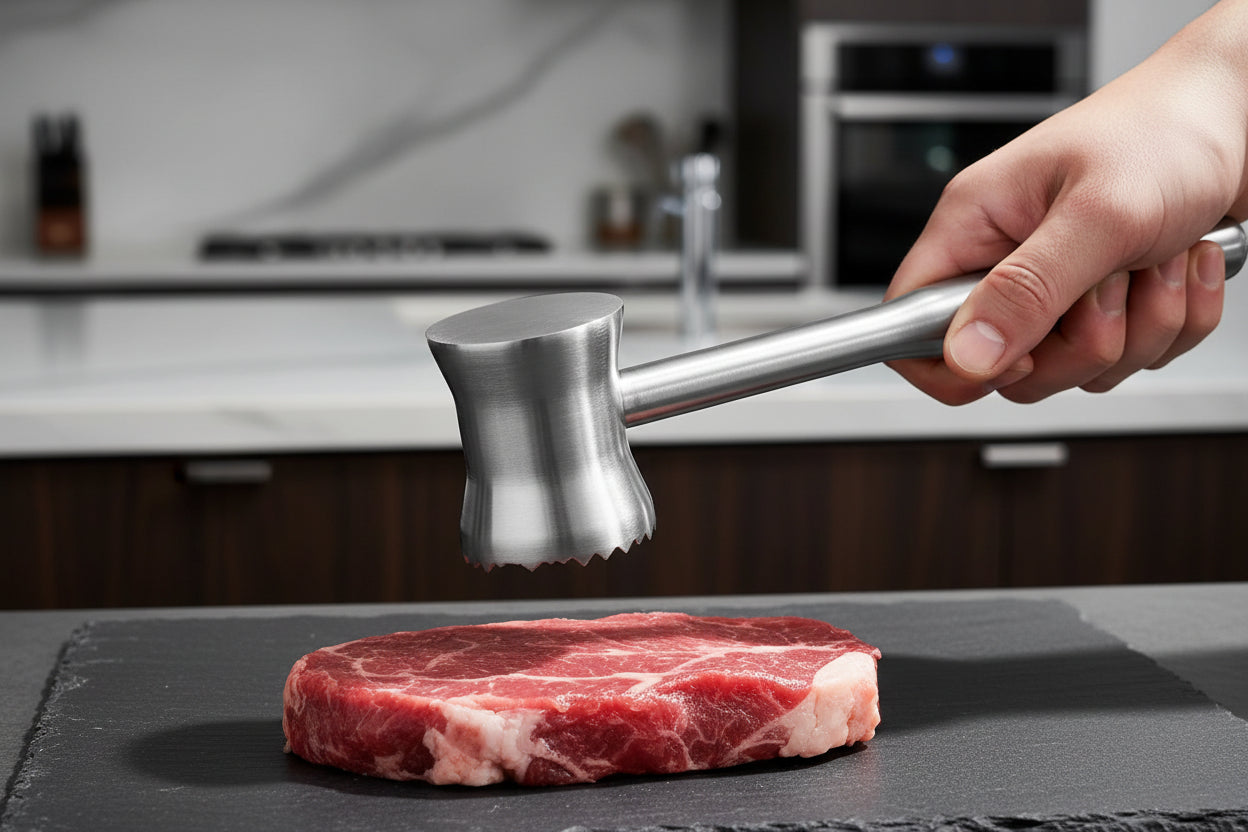304 Stainless Steel Meat Tenderizer Mallet, Dual Side Meat Hammer Chicken Pounder, Heavy Duty Meat Beater for Steak and Beef, Meat Pounder Kitchen Cooking Mallet Dishwasher Safe