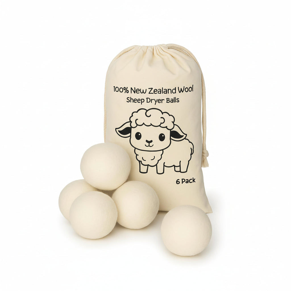 Natural Wool Dryer Balls | Reusable Natural Fabric Softener | Reduces Wrinkles & Drying Time | Large Dryer Balls Is a Better Alternative to Plastic Balls and Liquid Softener| Saves Energy (Pack of 6)