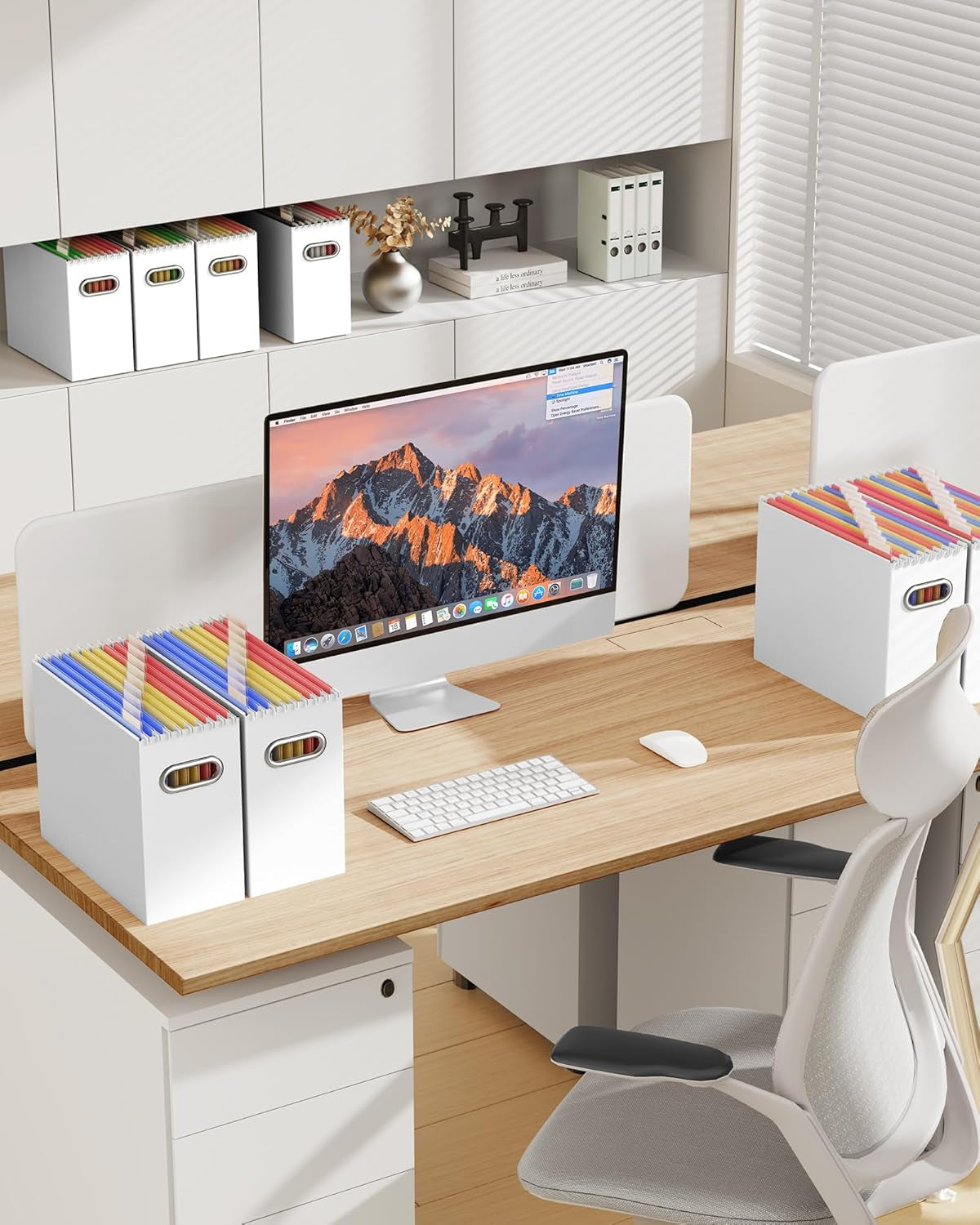 Cardboard File Organizer Box for Hanging File Folders Letter Size,File Box for Computer Desk,File Cabinet,Working Home,Office,Classroom (White, Letter Size - 4 Packs)