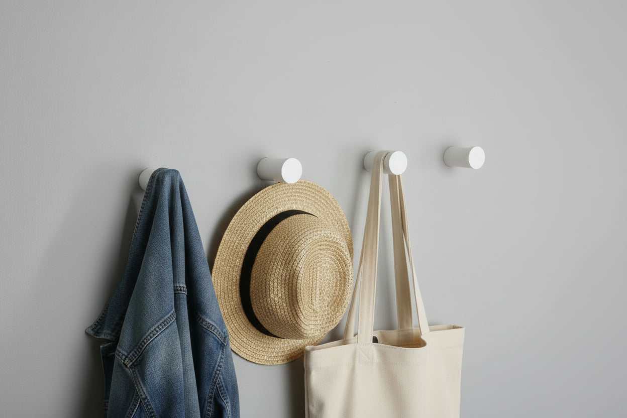 Wood Wall Hooks, 4 Pack Natural Wooden Coat Hooks Wall Mounted, Rustic Hat Hooks, Heavy Duty Entryway Wall Hangers for Hanging Purse, Towels, Clothes, Backpack