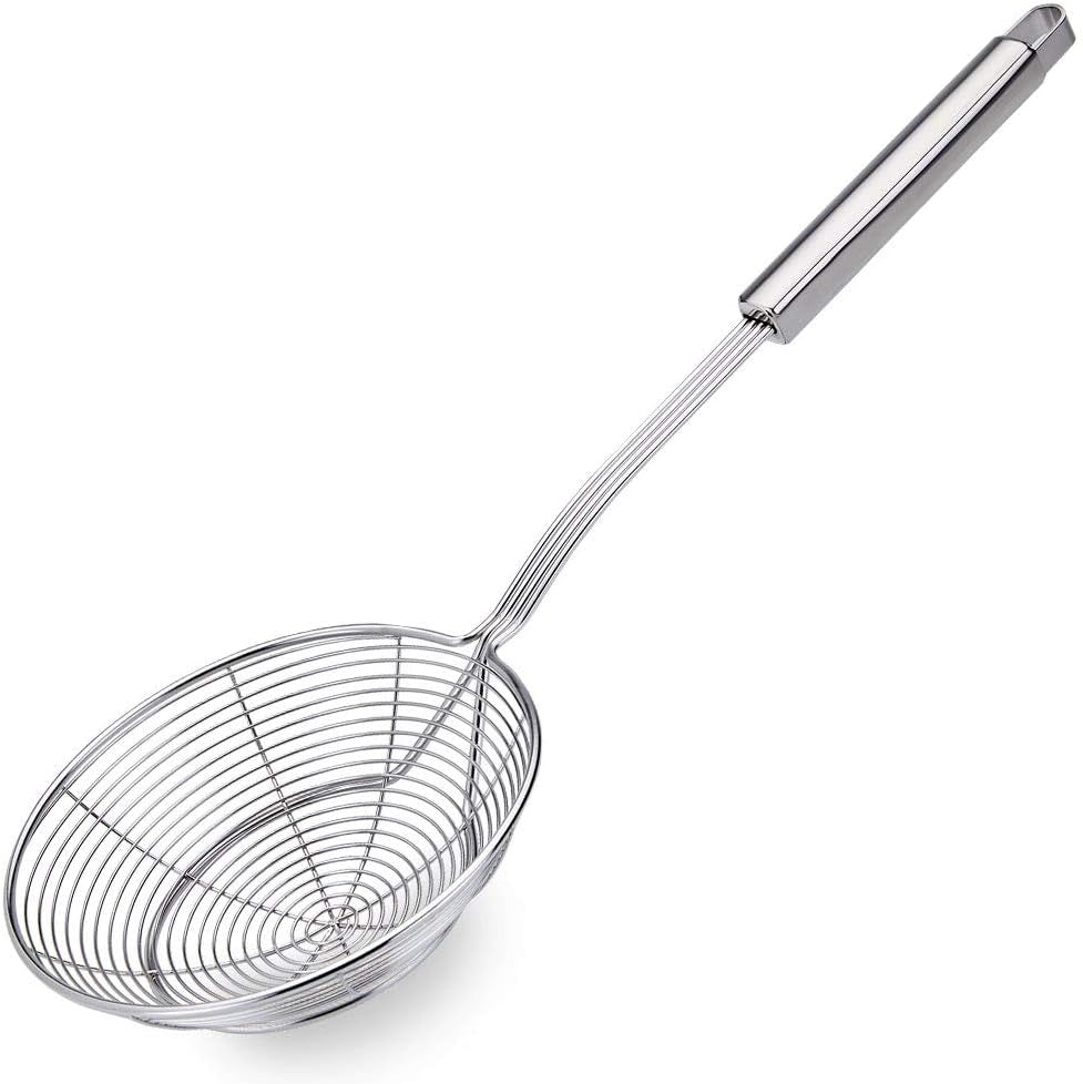 Hot Pot Fat Skimmer Spoon - Stainless Steel Fine Mesh Strainer for Skimming Grease and Foam