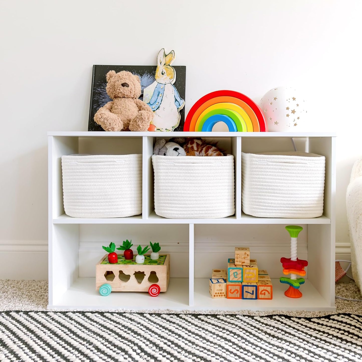 Storage Cubes 9”X9”X7”Cotton Rope Woven Baskets for Organizing 3-Pack | 9 Inch Cube Storage Bin | Small Basket for Shelf Nursery, Pantry, Decorative Plant, Bathroom Closet, Toy Gift