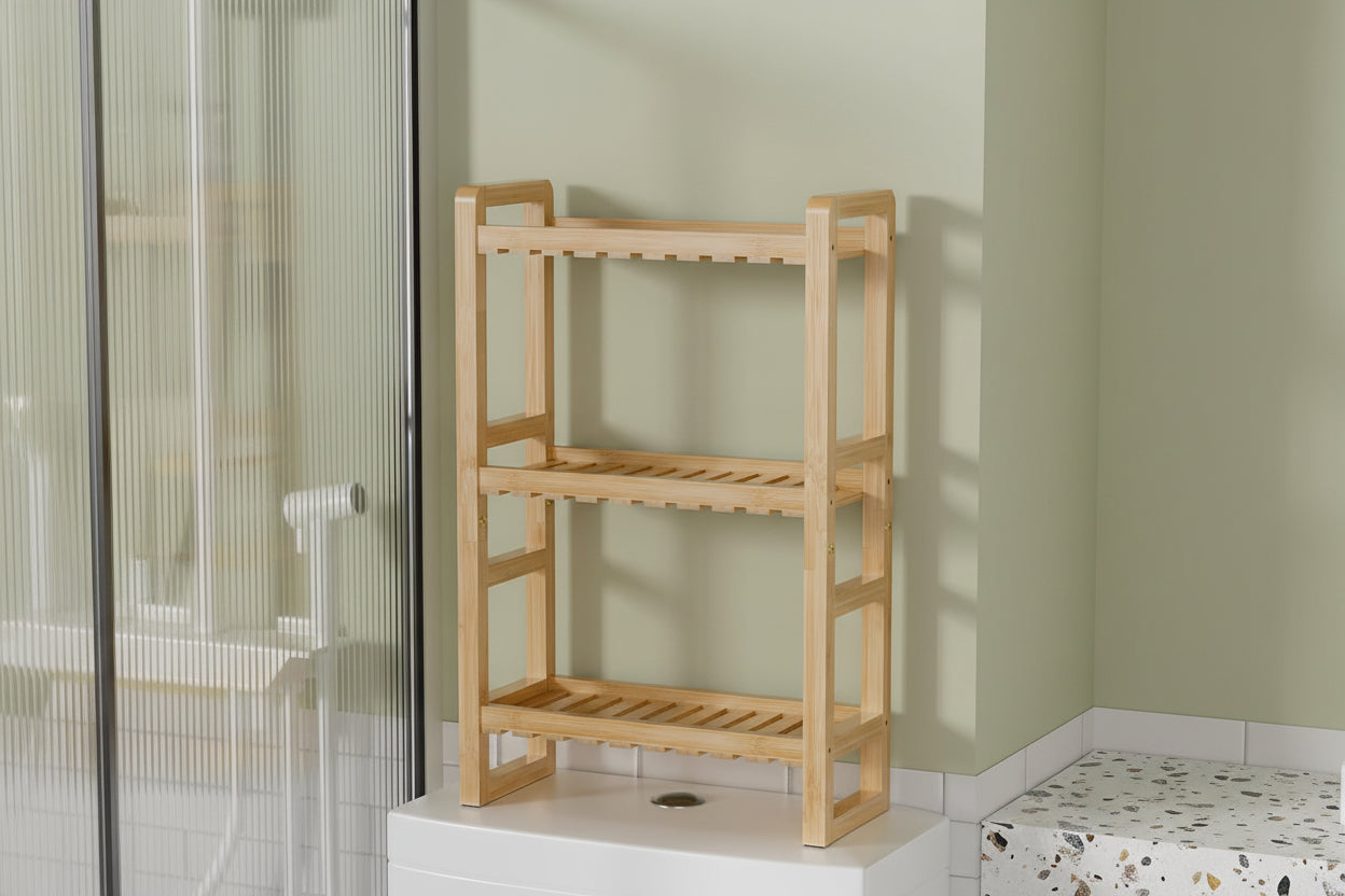 Bamboo Over-Toilet Storage Shelf – 2 Tier – Natural