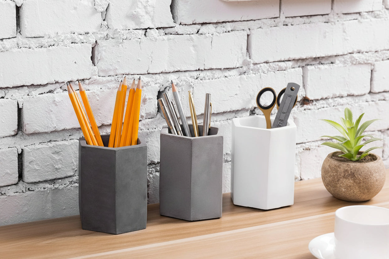 Concrete Pen Holder – Square – Set of 3