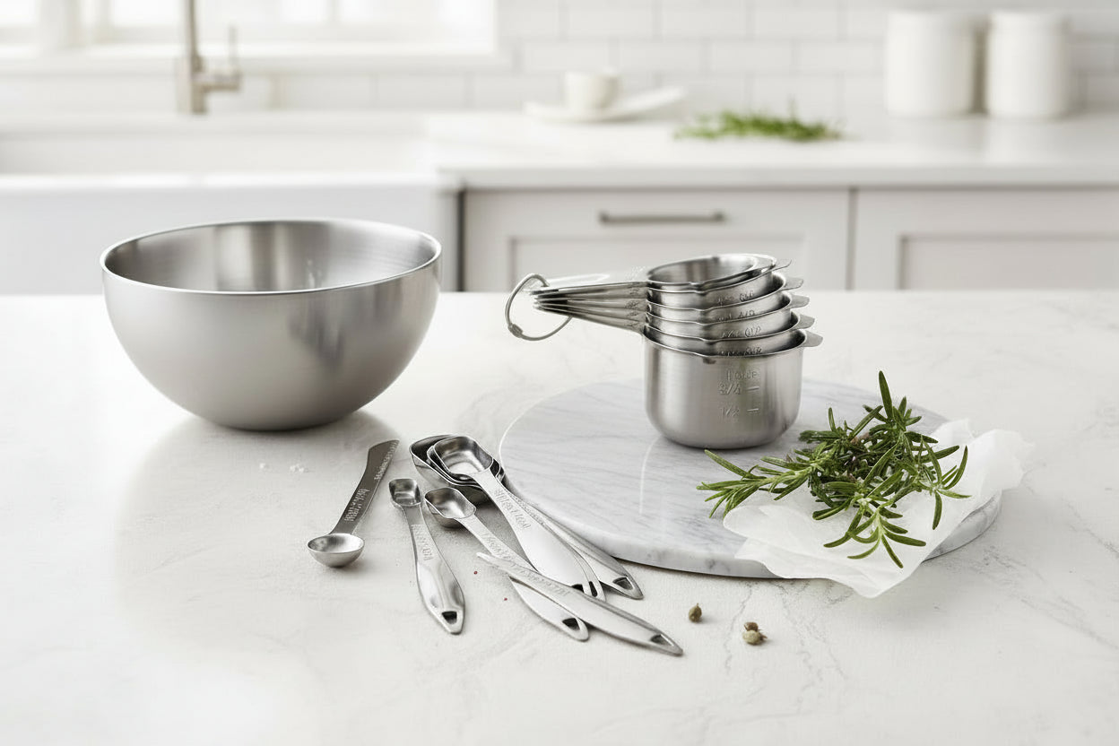 Stainless Steel Measuring Cups and Spoons Set of 14 with Leveler, Nesting Kitchen Metal Measuring Cups and Spoons Set for Dry and Liquid Ingredients, Perfect for Cooking & Baking