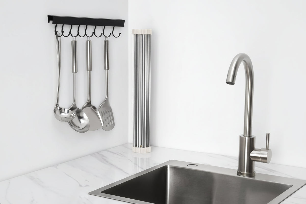 17.7" X 15.5" Roll up Dish Drying Rack over Sink Drying Rack Sink Cover Kitchen Sink Accessories Gadget Multipurpose Organizer Foldable Stainless Steel Drainer