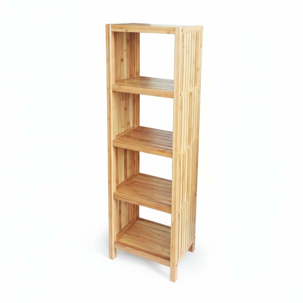 Bamboo Freestanding Organizing Shelf - Wooden Bathroom Shelf to Store Toiletries - Bamboo Shelf to Use in the Bathroom, Bedroom, and More - 4-Tier Shelf