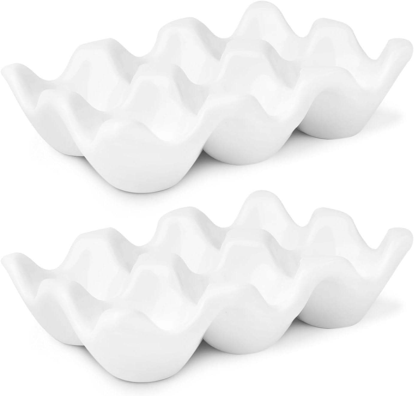 12 Eggs Ceramic Egg Holder, 12 Porcelain Egg Tray Storage Box, Non-Slip Egg Plate, Egg Holder, Egg Carrier Egg Box for Home, Kitchen, Fridge, Restaurant, White