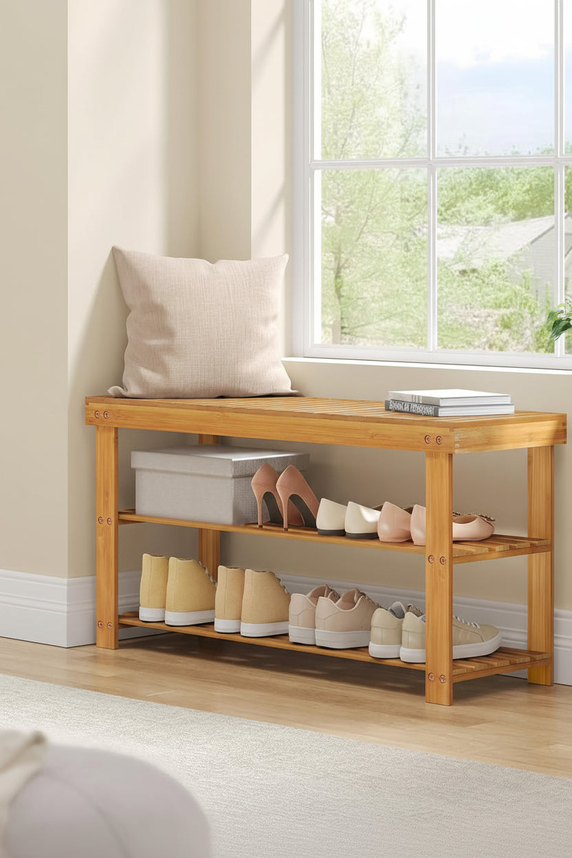 Shoe Rack Bench – Bamboo – Natural