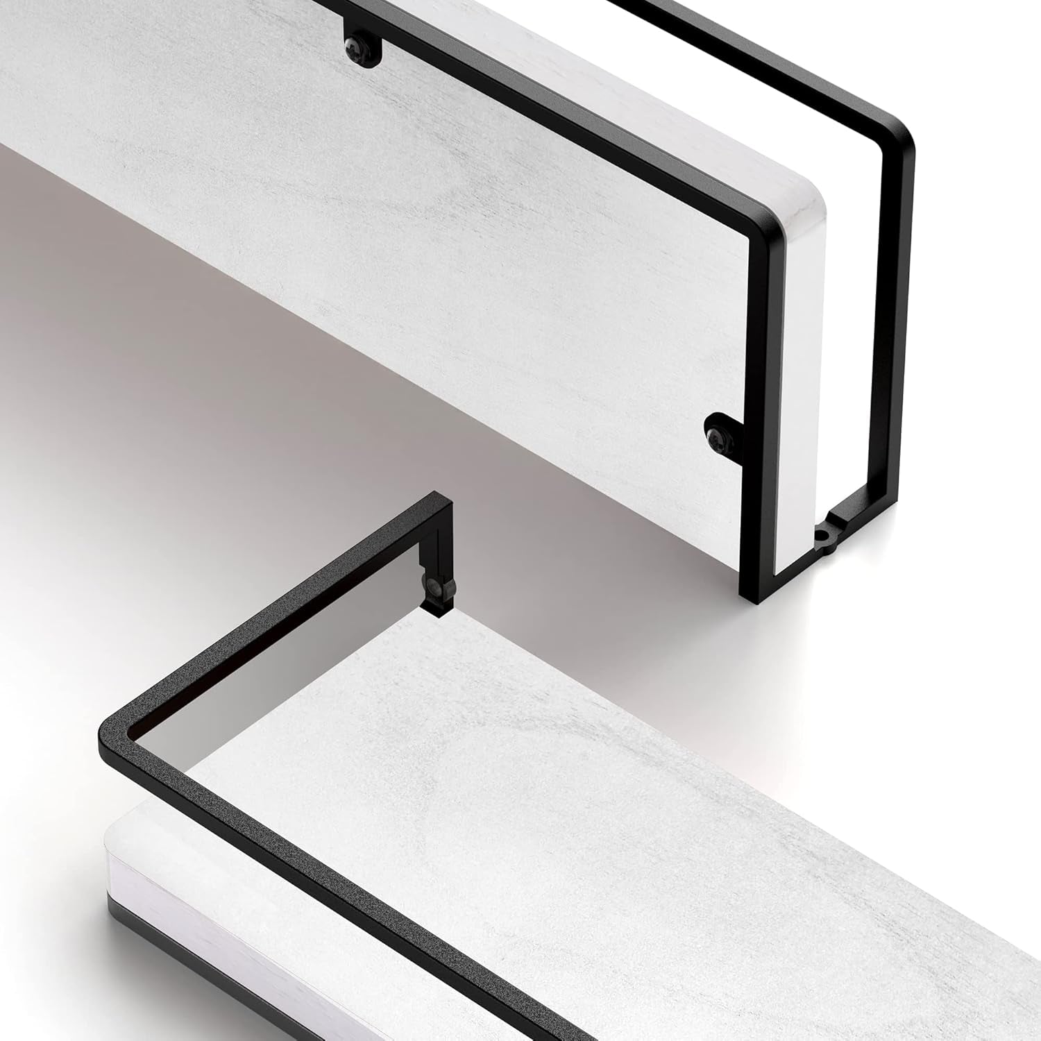 Floating Shelves Wall Mounted Set of 2, Rustic Wood Wall Storage Shelves for Bedroom,Living Room,Bathroom, Kitchen (White)