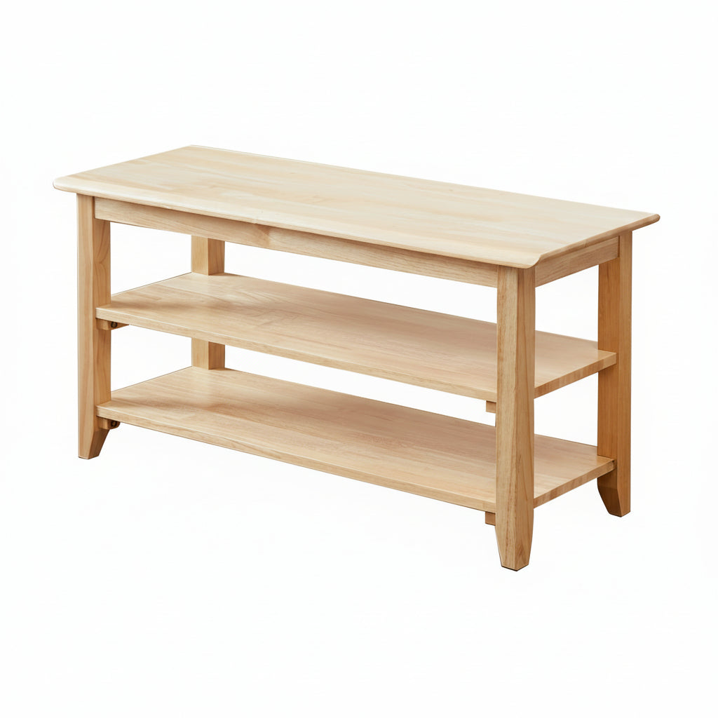 Storage Bench Wooden Shoe Rack Bench Simple Style Wood Entryway Bench (Natural,31.5")