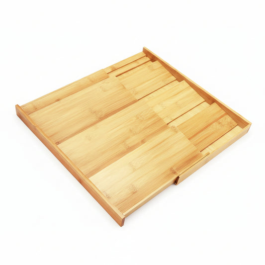 Bamboo Spice Drawer Organizer, (Need 3.1” Deep Drawer) Expandable 4 Tier Spice Rack for Cabinet (From 12" to 23" Wide), Seasoning Storage Insert, Spice Organizer for Drawer,Jars Not Included