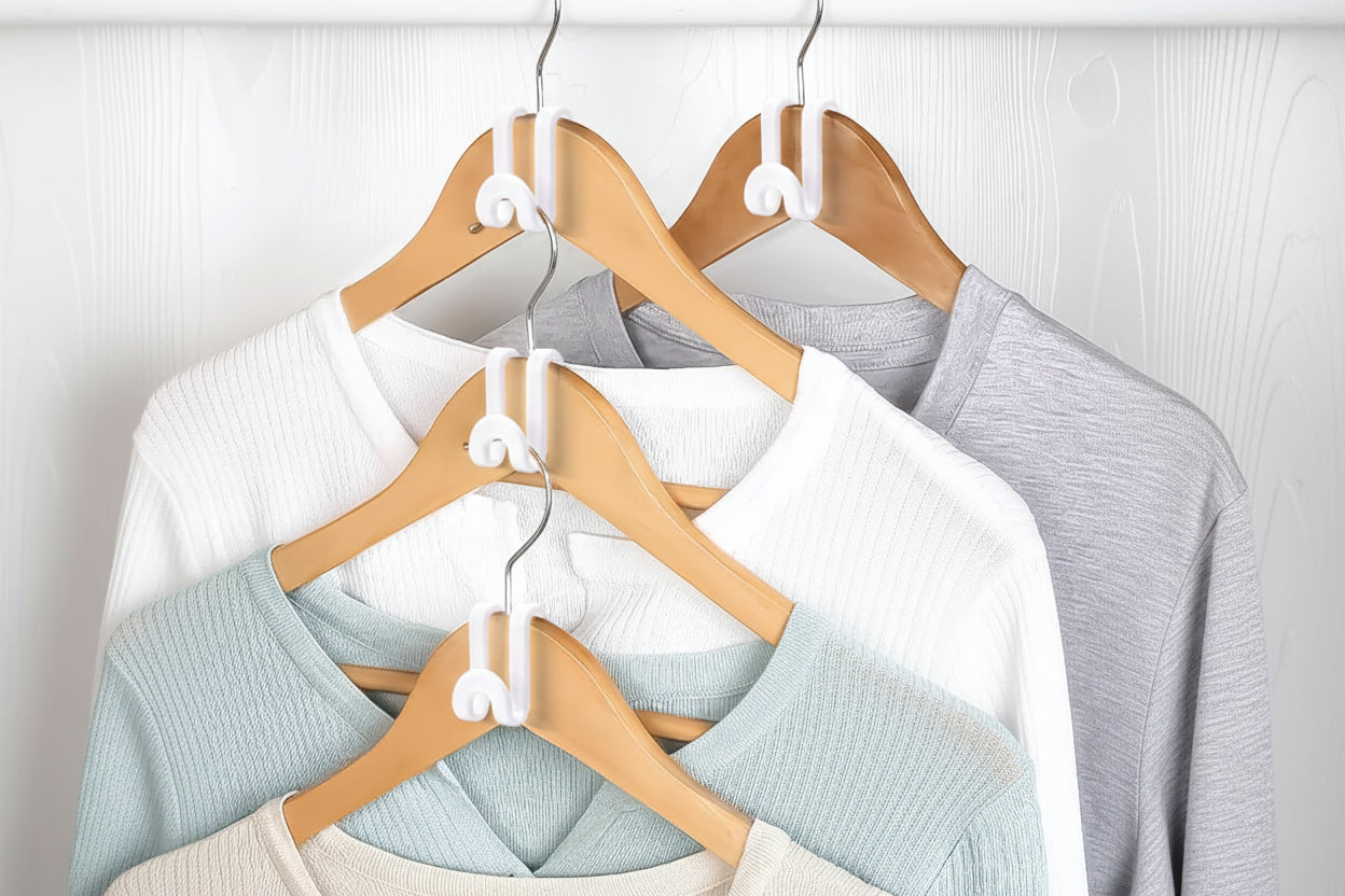 Cascading Hanger Connector, 60 Pcs Plastic Connector Hooks for Velvet Hanger or Clothes Hangers, Space Saving Hangers Hooks Closet Organizer - White