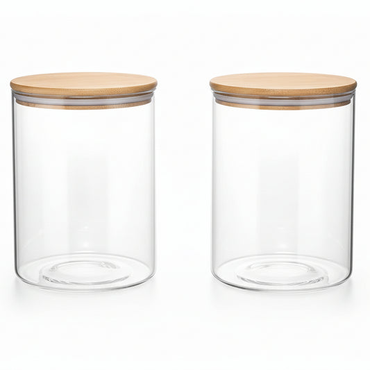Glass Storage Jars,2 PACK -108Oz/3200Ml Clear Glass Food Storage Containers with Airtight Bamboo Lid Stackable Kitchen Canisters for Candy,Cookie,Rice,Sugar,Flour,Pasta,Nuts and Spice Jars