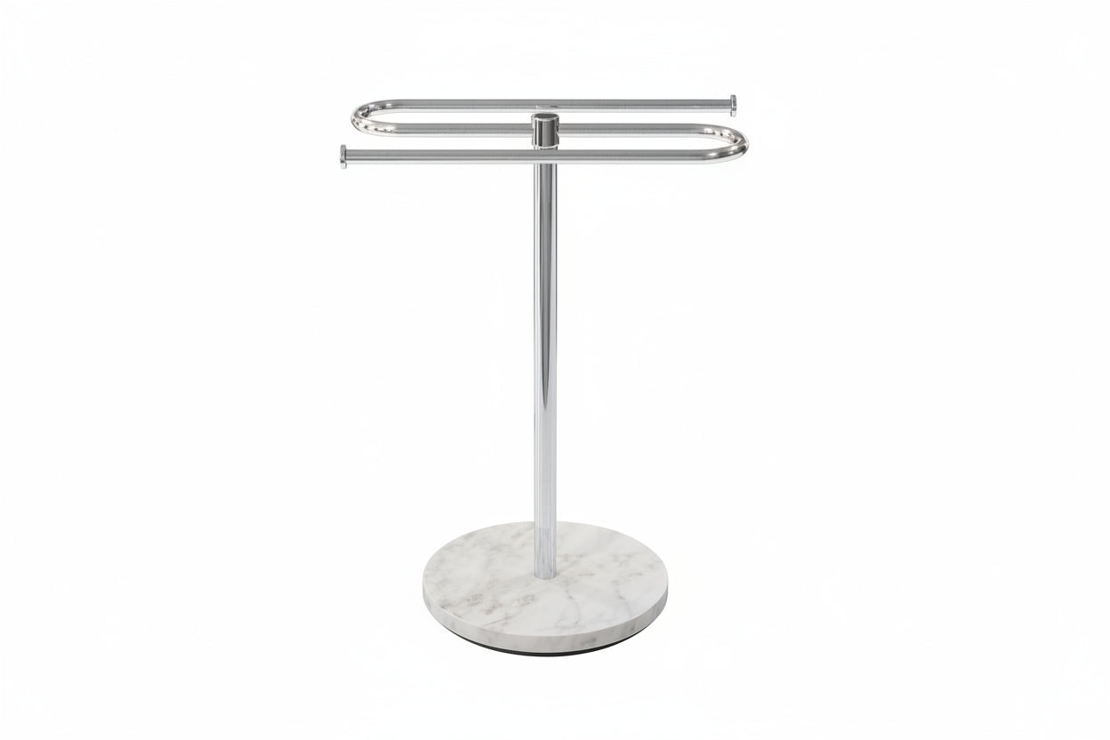 Countertop Towel Stand Free Standing with Marble Base, S-Shape Hand Towel Stand for Bathroom Stainless Steel Rust-Proof, Hand Towel Holder Standing for Kitchen Vanity Countertop (Brushed Nickel)