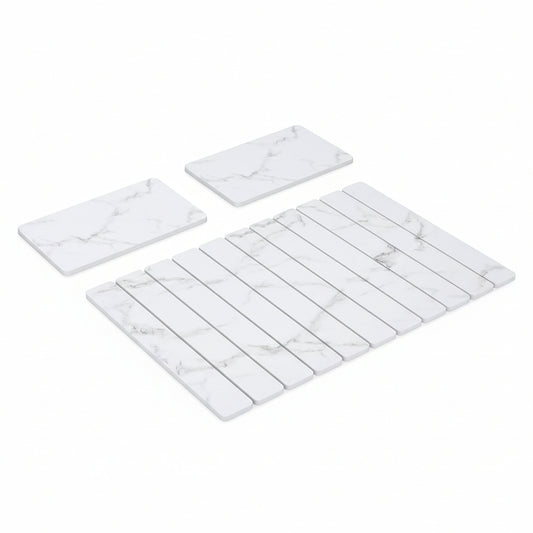 3-Pack Stone Dish Drying Mat Set for Kitchen Counter-Collapsible Diatomaceous Earth Pad Absorbs Water & Dries Dishes Fast | Includes 1 Large 24”X16” & 2 Small 4”X9” Non-Slip, Odor-Resistant Mats