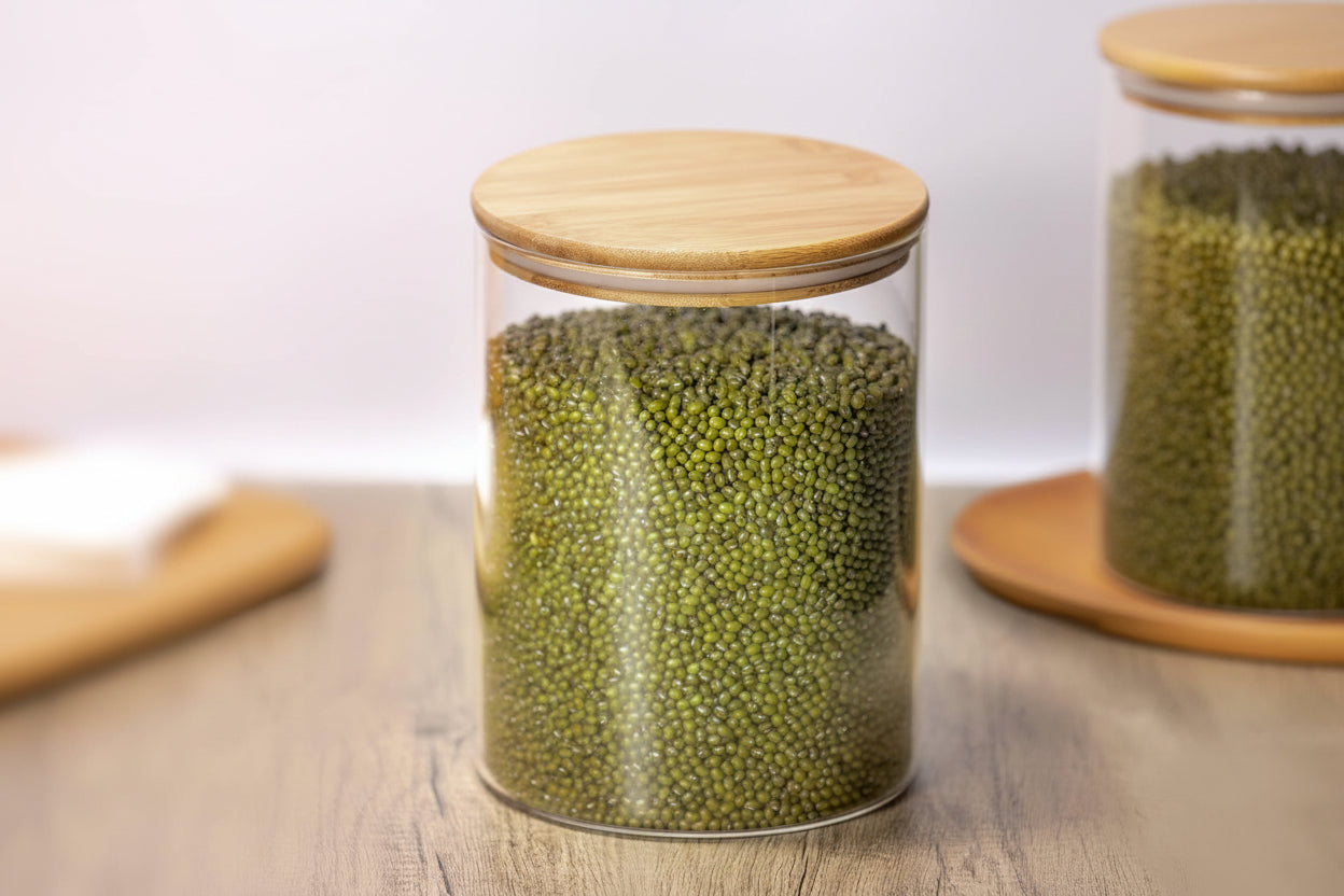 Glass Storage Jars,2 PACK -108Oz/3200Ml Clear Glass Food Storage Containers with Airtight Bamboo Lid Stackable Kitchen Canisters for Candy,Cookie,Rice,Sugar,Flour,Pasta,Nuts and Spice Jars