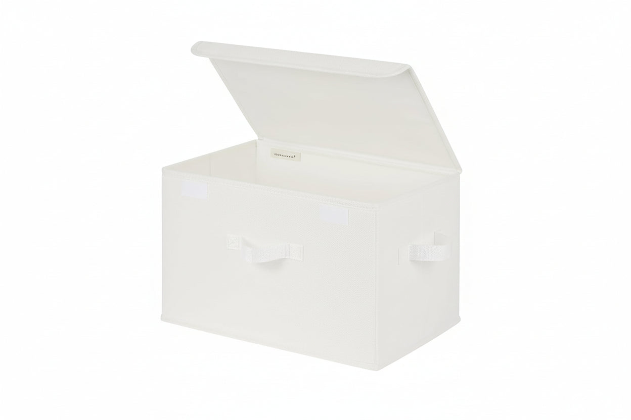 Storage Bins with Lids, Fabric Storage Boxes, Closet Organizers and Storage, Storage Baskets for Shelves, Toy Box, Ivory White, 2-Pack