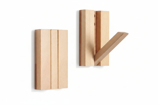 Wall Hooks for Small Space: Foldable Wooden Natural Coat Hooks 2Pack for Limited Spaces Side Walls Closet Corner - Modern Minimalist Decor Hanger for Hanging Towels Backpack Bags Coats