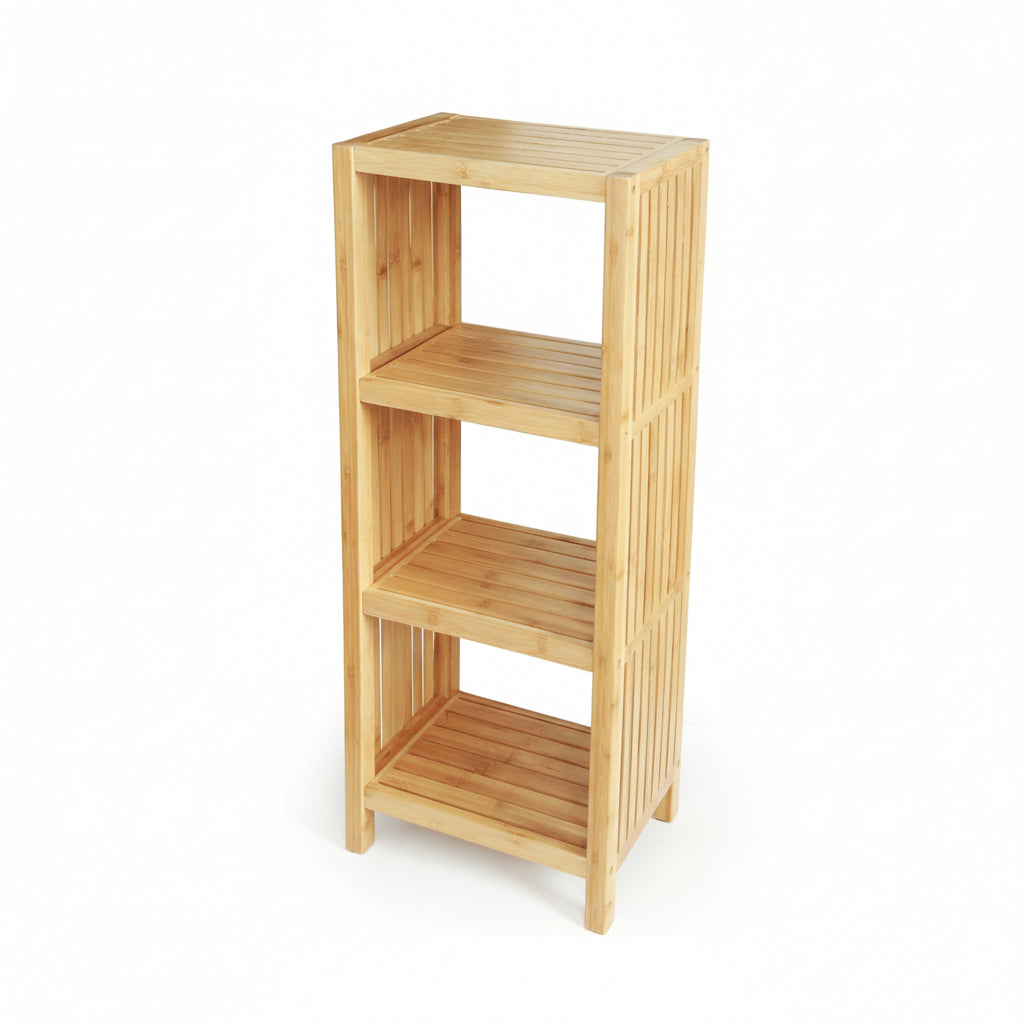 Bamboo Freestanding Organizing Shelf - Wooden Bathroom Shelf to Store Toiletries - Bamboo Shelf to Use in the Bathroom, Bedroom, and More - 4-Tier Shelf