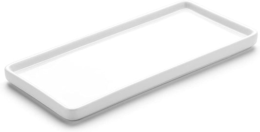 8" Bathroom Trays - Ceramic Vanity Tray for Bathroom - Small Ceramic Tray - Kitchen Soap Trays - Porcelain Dispenser Organizer for Kitchen Bathtub Counter (White)