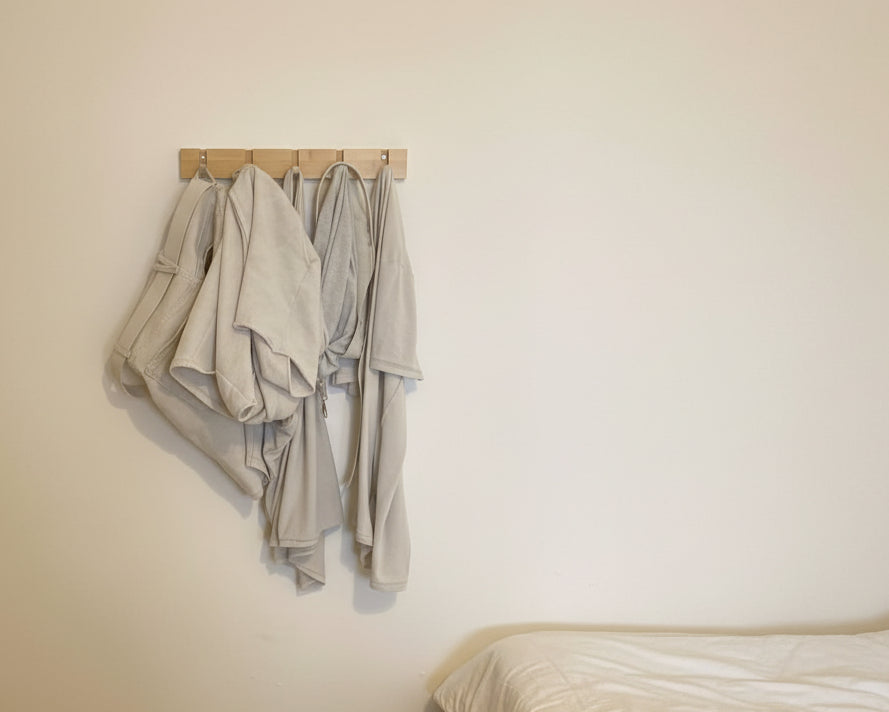 Bamboo Wall Hook Rail – Retractable Coat Hooks