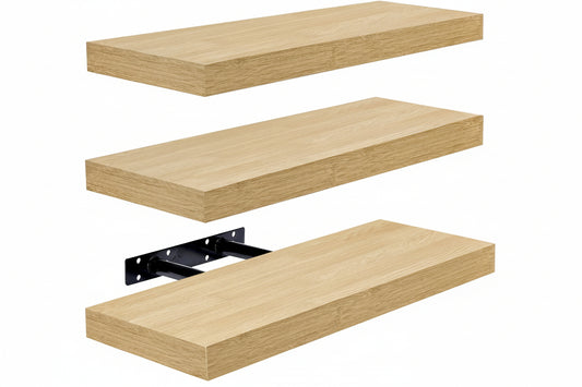 Floating Shelves - Wall Mounted for Kitchen, Bedroom, Bathroom Storage over Toilet, Hanging Book Shelf for Wall Home Decor Living Room (Maple Wood, 3 Pack)
