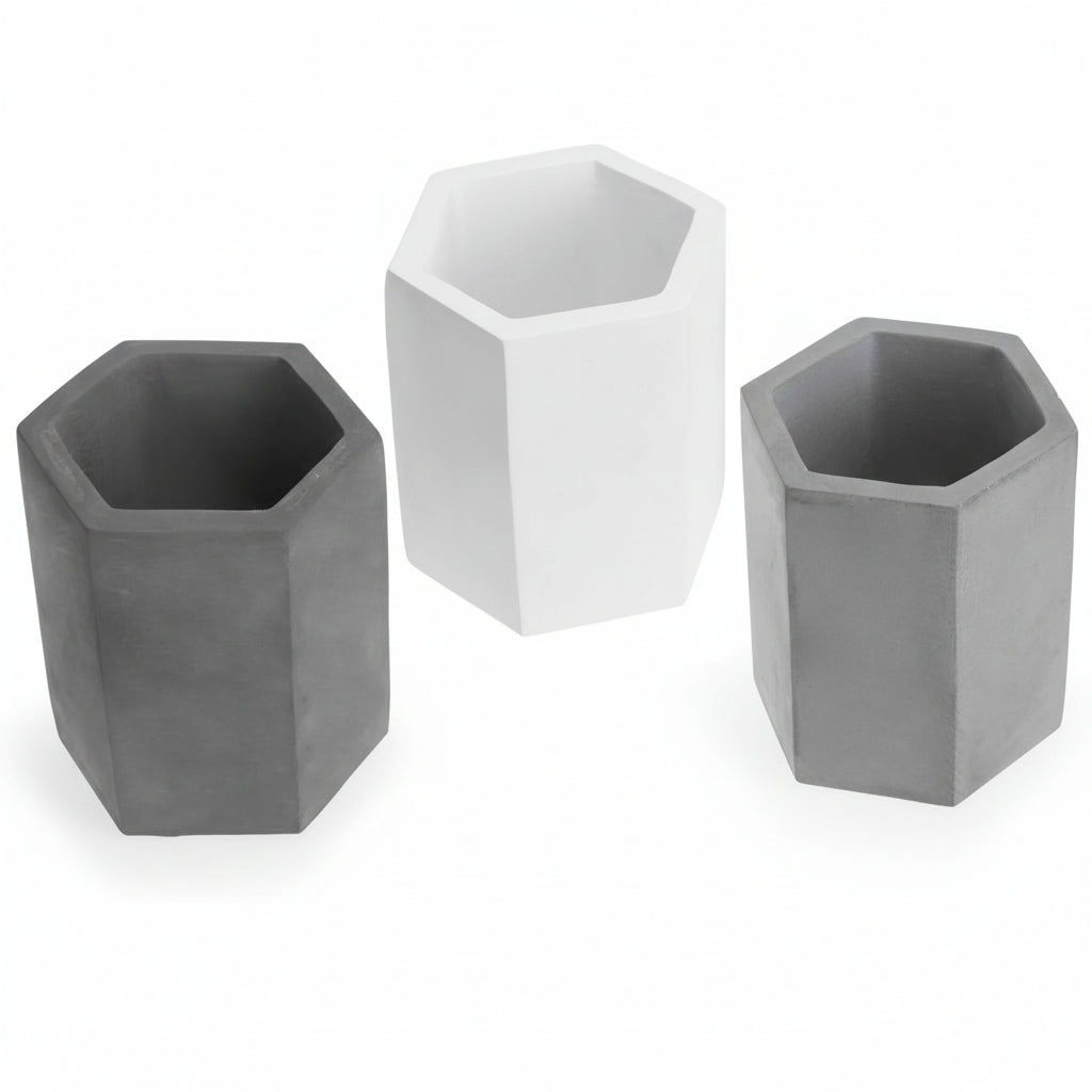 Pen Holder Pencil Holder for Desk,Pen Cup Holder for Desk,Concrete Desktop Pencil Cup,Modern Gray-Tone,Set of 3