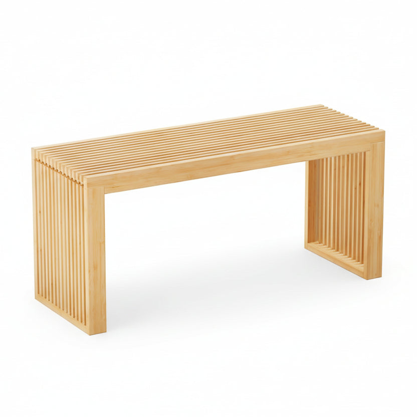 Bamboo Dining Bench Indoor Long Entryway Shoe Rack Benchs,Outdoor Modern Wood Benches 35 Inch Bamboo Bench for Living Room Hallway Bedroom Bathroom