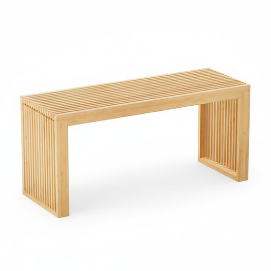 Bamboo Dining Bench Indoor Long Entryway Shoe Rack Benchs,Outdoor Modern Wood Benches 35 Inch Bamboo Bench for Living Room Hallway Bedroom Bathroom