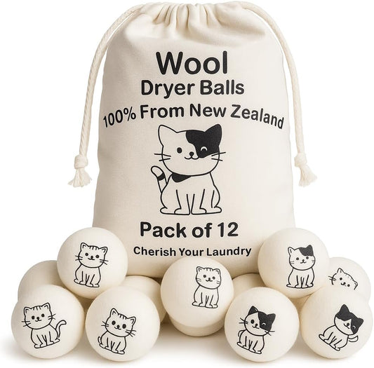Pack of 12 Cute Cat Wool Dryer Balls Christmas Gifts for Women