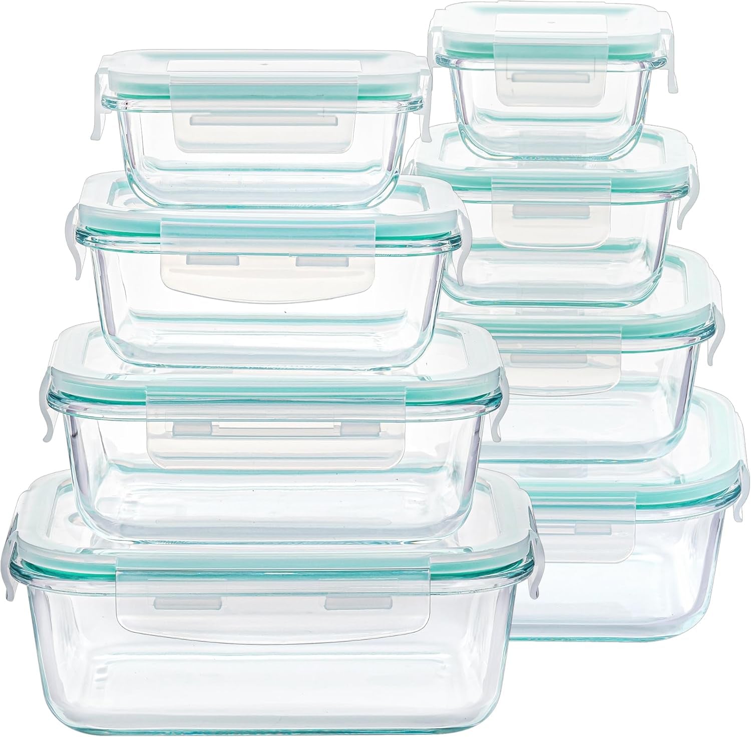 8 Pack Glass Food Storage Containers with Airtight Lids, Glass Meal Prep Containers, Lunch Office Meal for Microwave, Oven, Freezer and Dishwasher, BPA Free