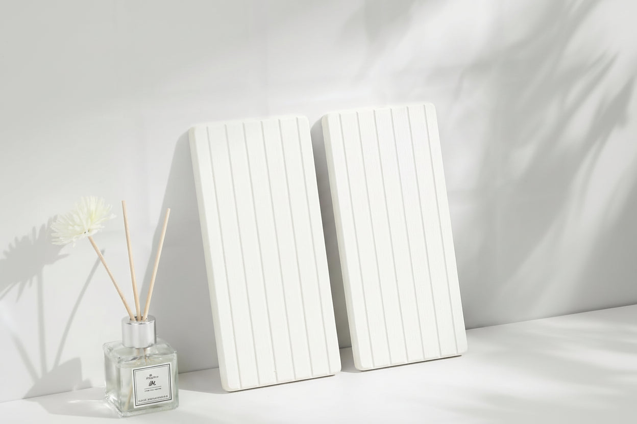 2PCS Water Absorbing Stone Drying Tray Mat for Bathroom Sink & Kitchen Counter Faucet Organizer Decor, Quick Dry Dish Soap Dispenser Sponge Holder, Vanity Sink Caddy Bar Coaster,White-8"*3.8"