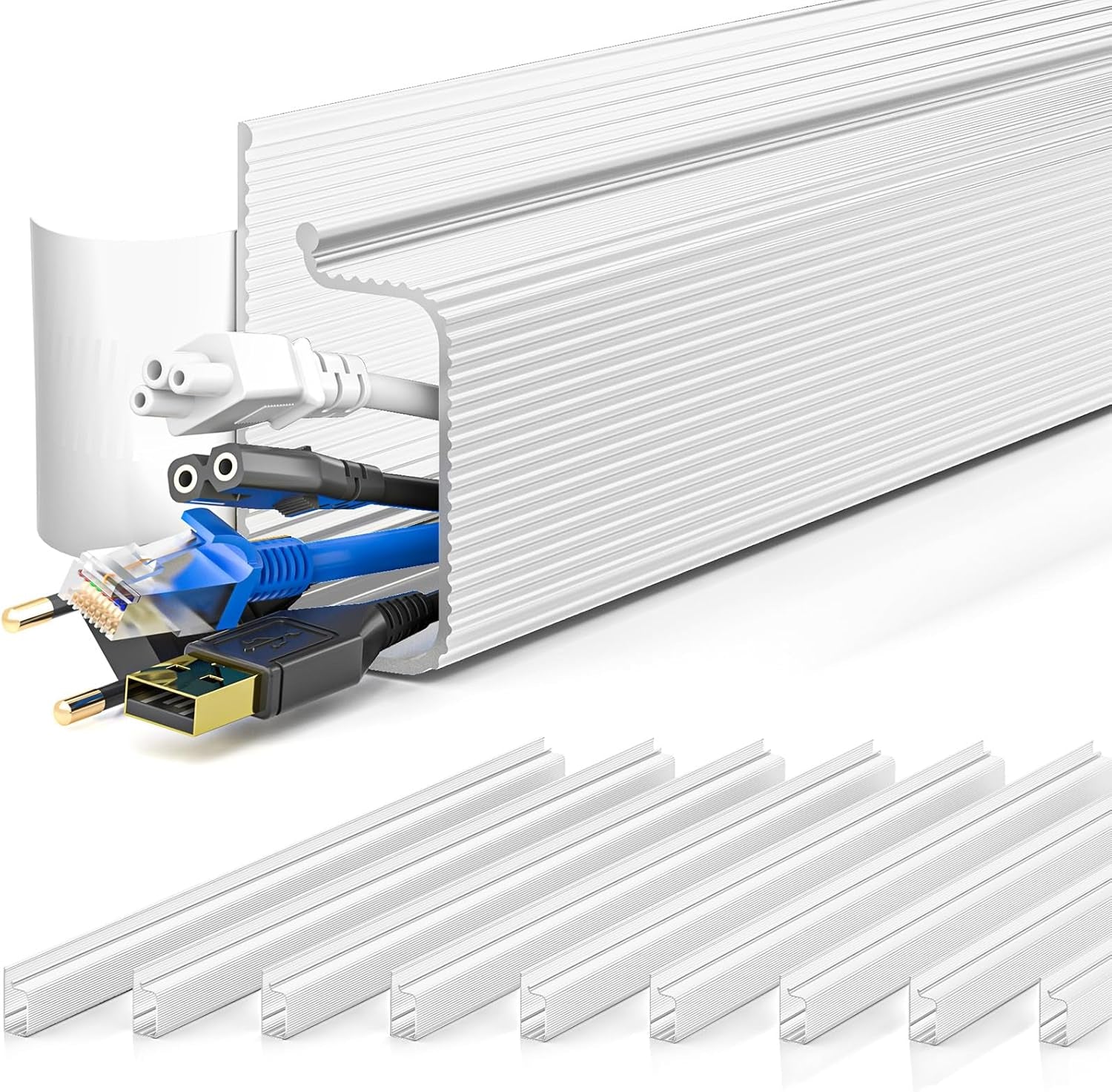 94.2 in Cable Management under Desk,Easy Install Adhesive Mount Cord Hider,Cord Organizer,Wire Management,Wire Hider for Office Organization,Child & Pet Proof,White