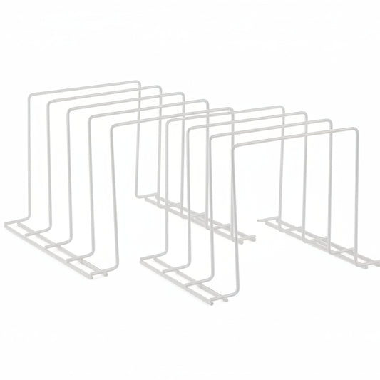 Kitchen Cabinet Organizer, Steel Baking Sheet Holder with 4 Slots for Cabinet, Bakeware Organizer, Divider for Cutting Boards, Pot Lids, Cookie Sheets, White (2 Pack)