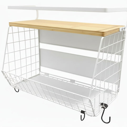 Magnetic Storage Basket – Steel & Bamboo