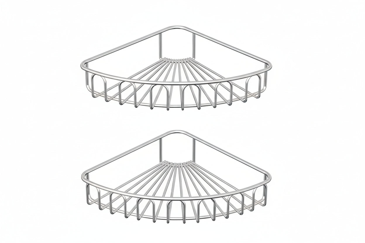 Corner Shower Caddy – 2 Pack – Adhesive – Stainless Steel – Silver