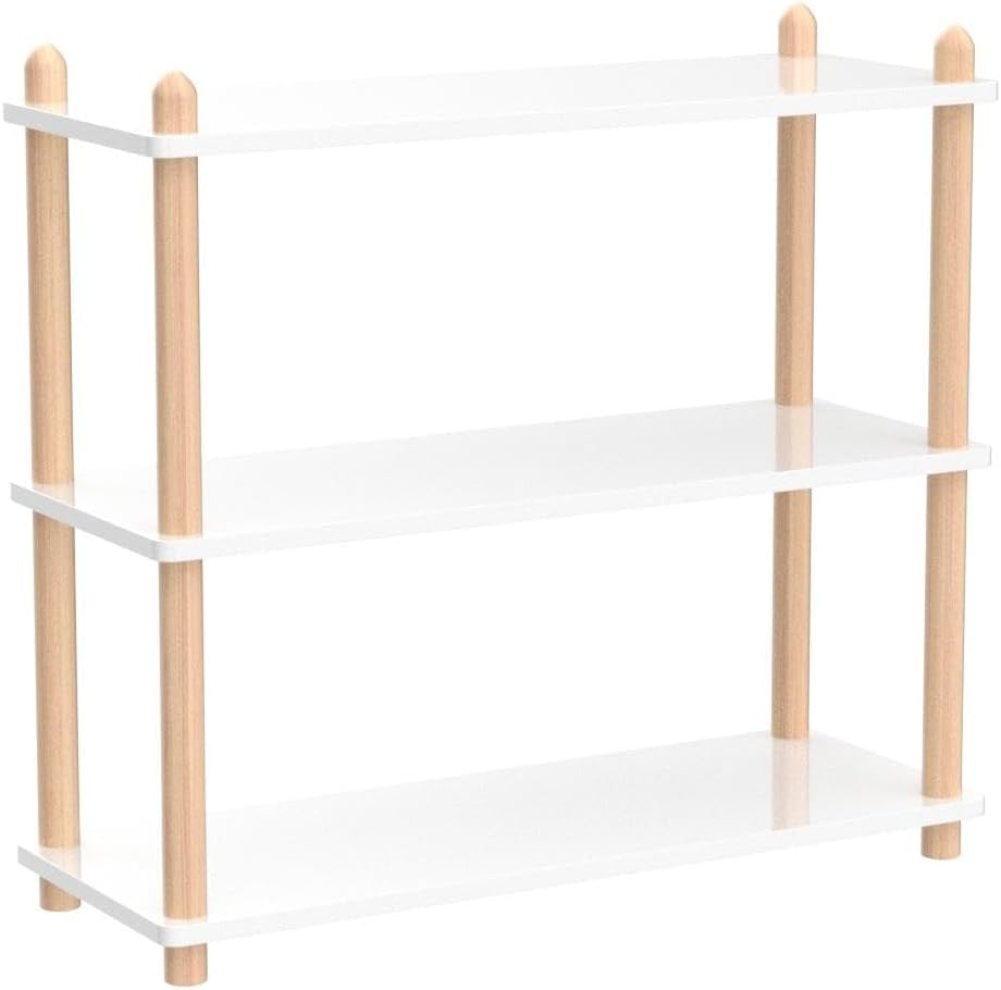 3-Tier Wooden Shelf Bookcase - Modern Open Bookshelf, Free Standing Storage Rack, Multifunctional Display Stand for Home and Office, White, Rectangle