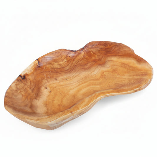 Natural Wood Fruit Bowl 11-13 Inch, Unique Handmade Wood Serving Platter, Wood Fruit Snack Dish for Sandwich Bread Serving, Appetizer Display, Vintage Ring Dish, Hand Carved Artworks