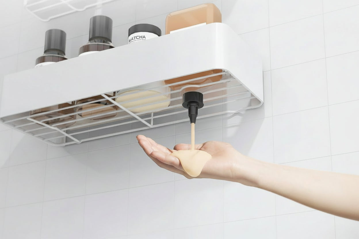 Shower Caddy - 2 Pack Adhesive Shower Organizer, Rustproof Metal Shelves, No-Drill Bathroom Organizers and Storage, White, Large