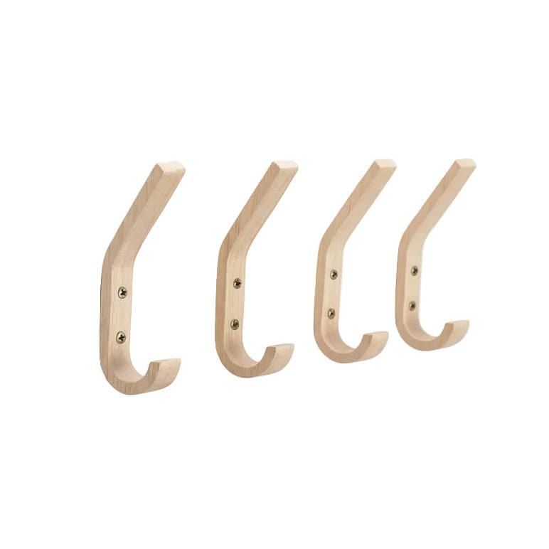 Wood Hooks Wall Mounted, Coat Hooks Vintage Single Wall Hooks Organizer Heavy Duty for Towel Hat Hanging 4 Pack Oak