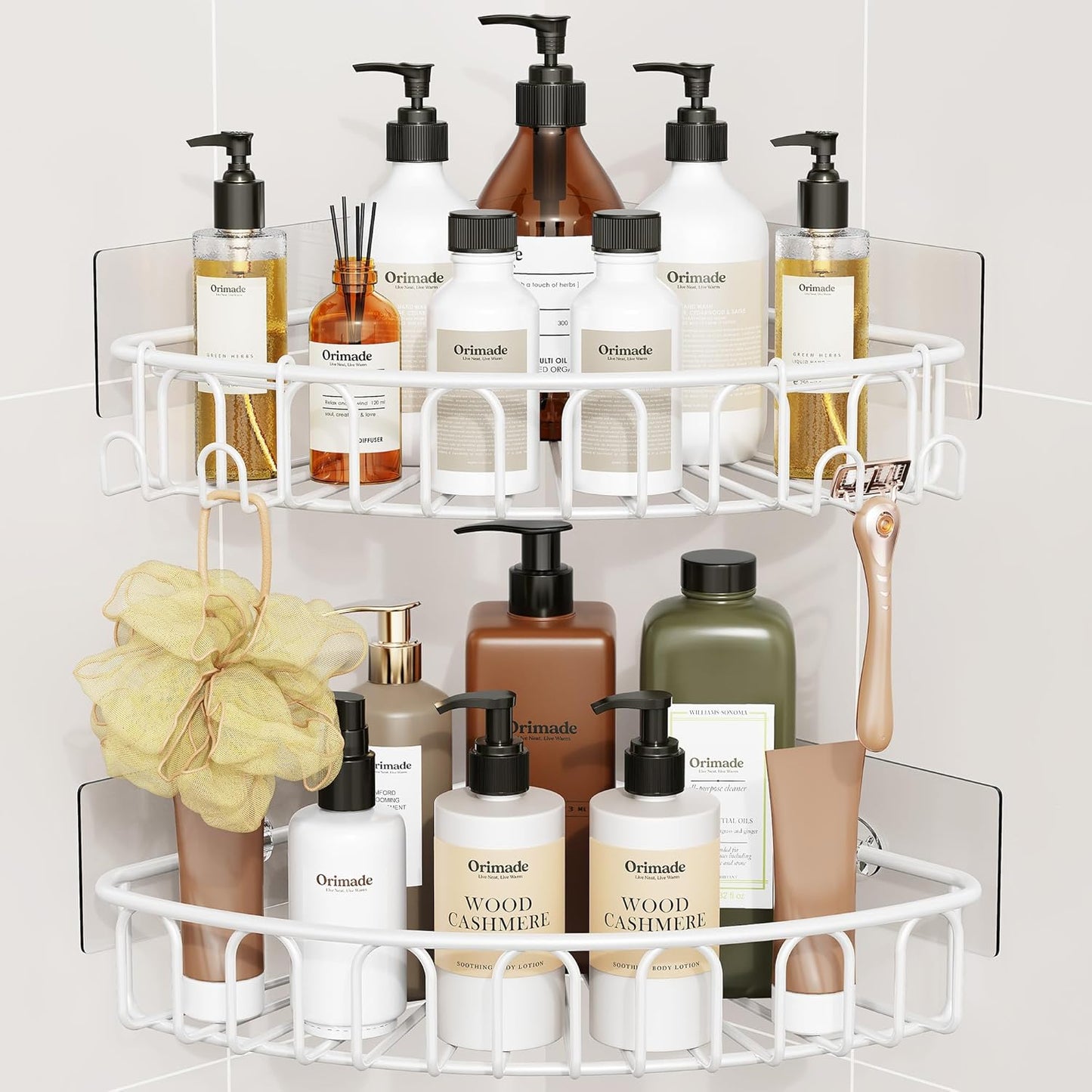 Corner Shower Caddy – 2 Pack – Adhesive – Stainless Steel – Silver