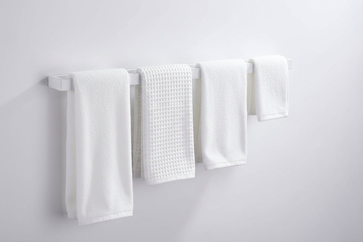 30-Inch Towel Bar, SUS 304 Stainless Steel Modern Square Style Bath Towel Bar Wall Mount, White