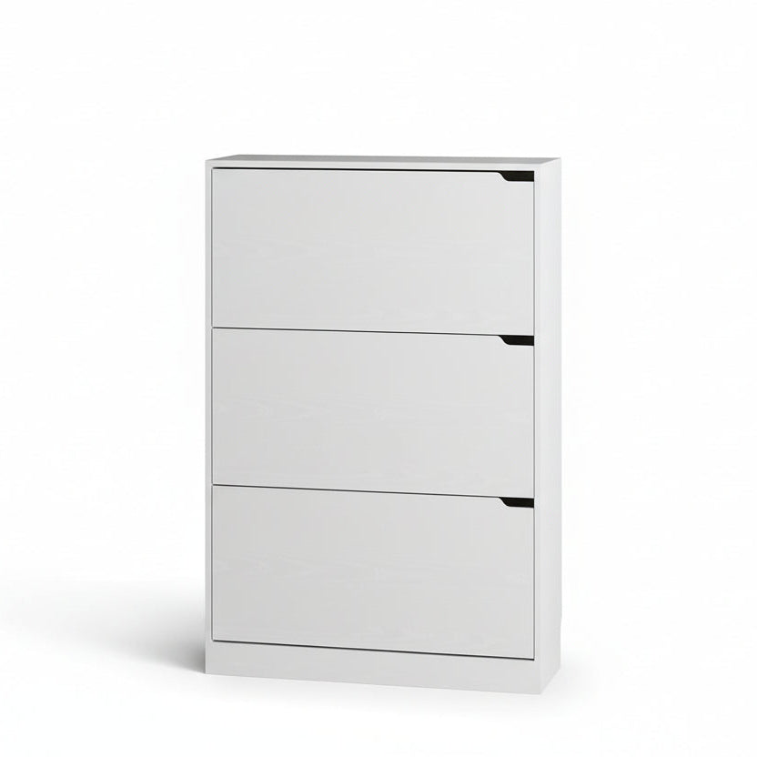 Shoe Cabinet with 3 Flip Drawers, Hidden Wood Shoe Cabinet,Freestanding Shoe Storage Cabinet for Entryway Hallway.White. 47.2" H*31.5" W*9.45" D.