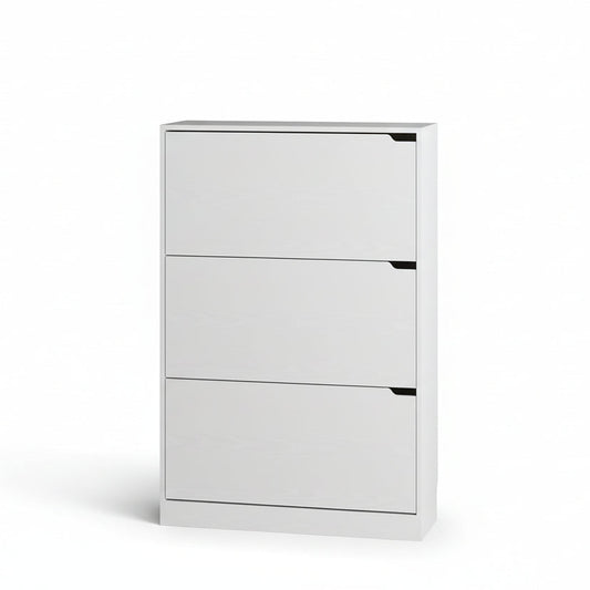 Shoe Cabinet with 3 Flip Drawers, Hidden Wood Shoe Cabinet,Freestanding Shoe Storage Cabinet for Entryway Hallway.White. 47.2" H*31.5" W*9.45" D.