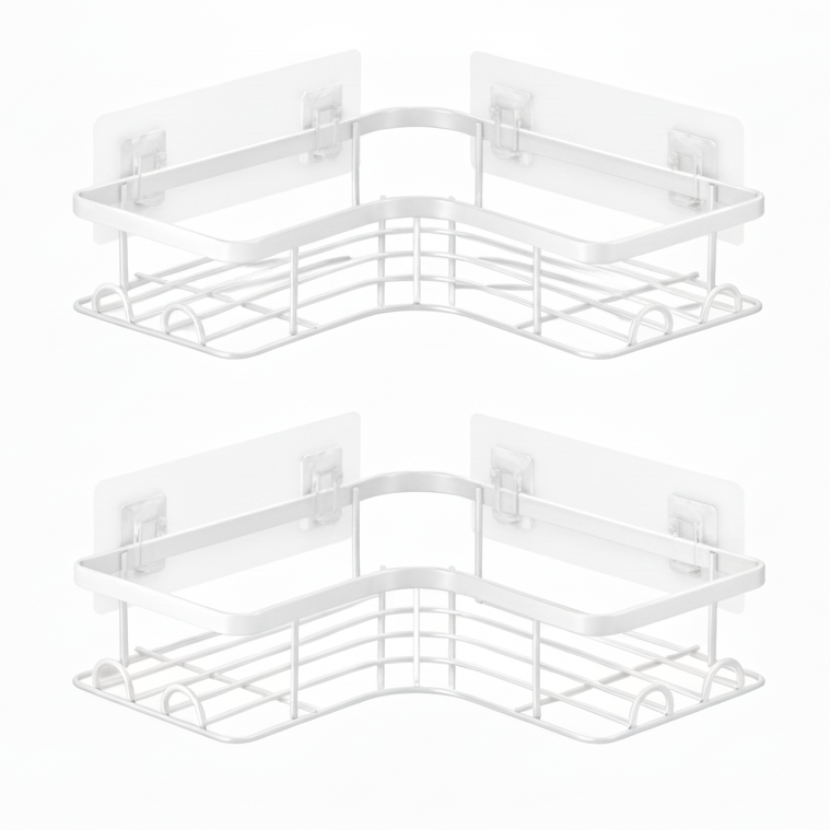 Corner Shower Caddy – 2 Pack – Adhesive – Stainless Steel – Silver