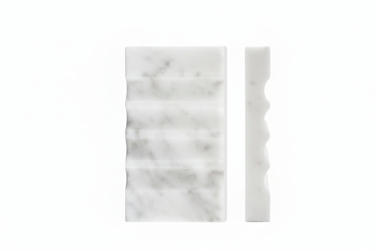 Real Marble Soap Dish for Shower Stone Tray Small Bar Soap Holder with Self Draining | Non-Slip, Luxury Bath Room Accessories (White)