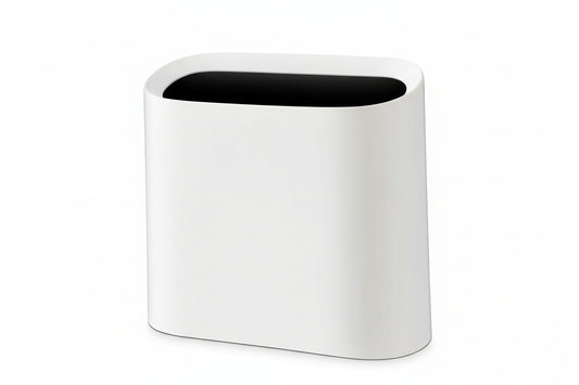 2.3 Gal Trash Can for Bathroom,Small Office Garbage Can for Kitchen,Slim Rectangular Waste Bin,Plastic,White