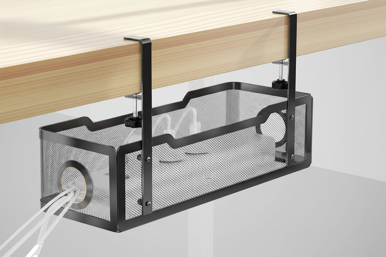 Under-Desk Cable Tray – White – Metal