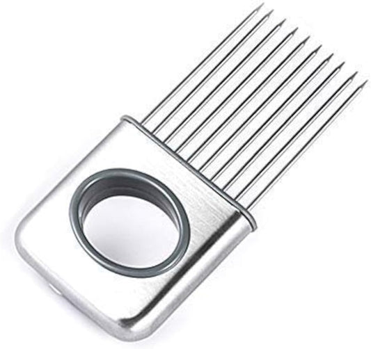 Stainless Steel Onion Cut Holder Slicer with 10 Even Prong Easy Hold Vegetable to Cut Tomato Lemon Potatoes and Loosen Meat Kitchen Tools(Silver)
